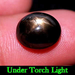 Natural Black Star Sapphire 8.51 Ct. Oval Cabochon Shape 11.6 x 9.5 Mm Gemstone From Thailand: Product ID: 806134314 Product Name: Natural Star Sapphire Weight: 8.51 CT. Size: 11.6 x 9.5 x 6.8 MM. Shape: Oval Cabochon Color: Black Clarity:Opaque Luster: Good 6 Rays Star Gems Origin: Thailand Tr