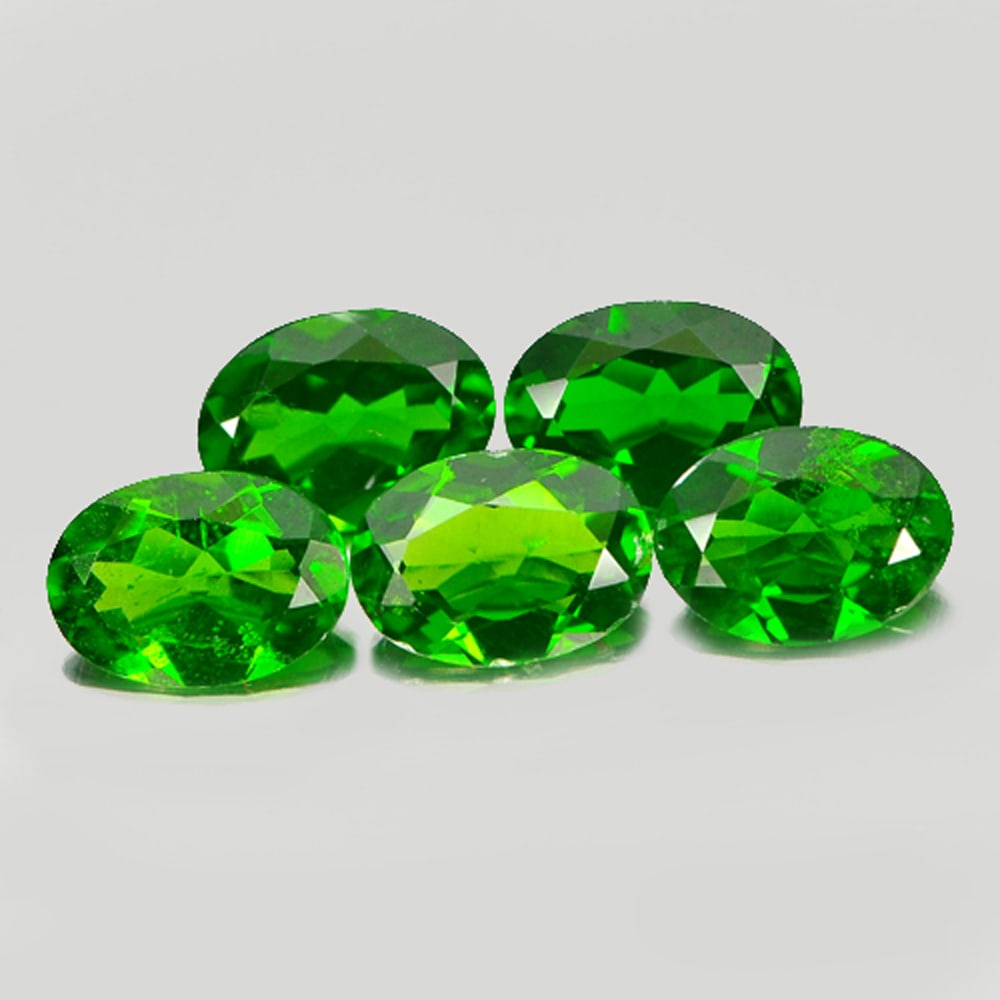 Natural Green Chrome Diopside 3.71 Ct. 5 Pcs. Oval Shape 7 x 5 Mm. Gemstones (1 of 3)