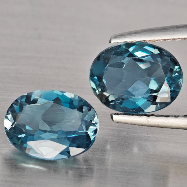 Natural London Blue Topaz 3.73 Ct. 2 Pcs Oval Shape 8.9 x 7 Mm Gemstones From Brazil (1 of 3)