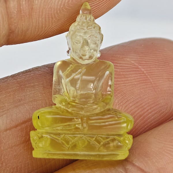 Natural Yellow Quartz Buddha Carving 10.49 Ct. Size 21 x 14.2 Mm. Gemstone from Brazil (1 of 3)