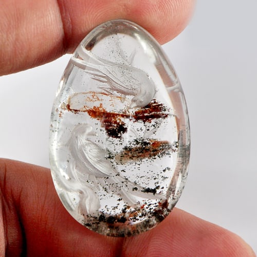 Natural Moss Quartz 75.00 Ct. Birds Carving in Unheated Size 37 x 24 x 14 Mm. (1 of 3)