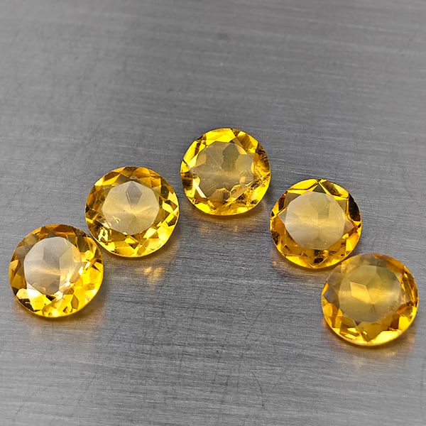 Natural Yellow Citrine 6.03 Ct. 5 Pcs Round Shape 7.2 Mm Gemstone from Brazil (1 of 3)