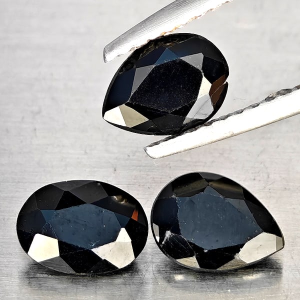 Natural Black Spinel 2.35 Ct. 3 Pcs Mixed Shape Gemstone from Thailand (1 of 3)