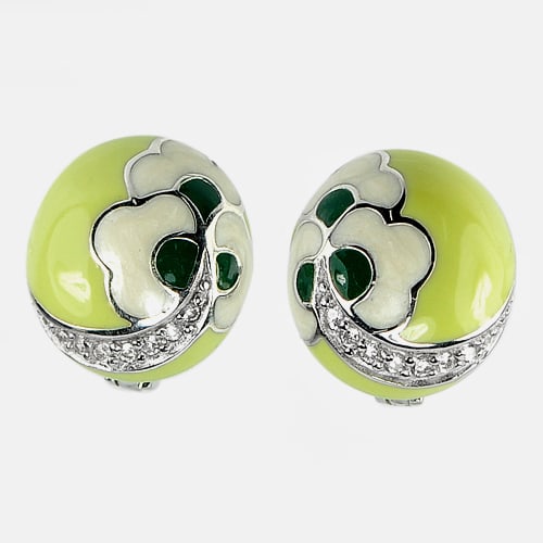 925 Sterling Silver Earrings Jewelry with Multi-Color Enamel 5.82 Grams (1 of 3)