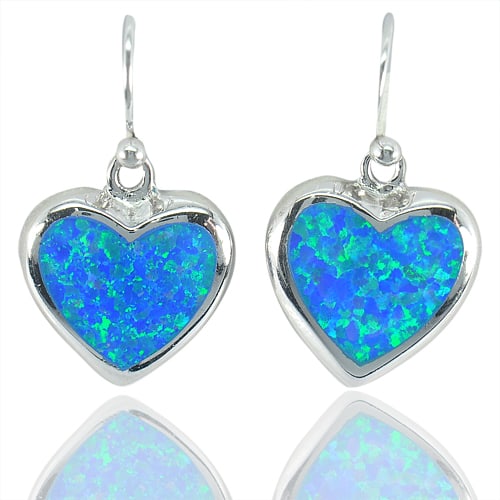 925 Sterling Silver Charming Earrings Created Multi Color Blue Opal 6.69 Grams (1 of 3)