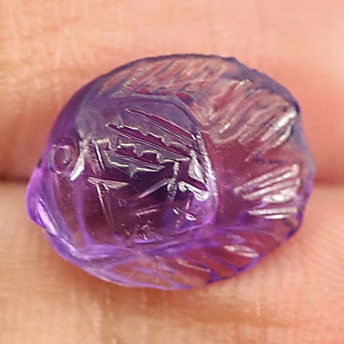 Natural Violet Amethyst 2.46 Ct. Fish Carving 10.9 x 9 Mm. Gem Unheated From Brazil (1 of 3)