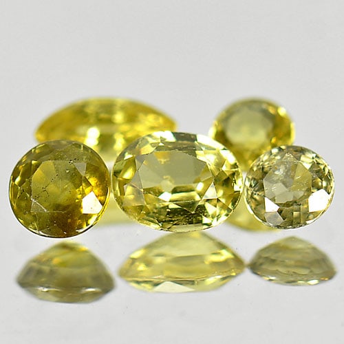 Natural Yellow Sapphire 1.25 Ct. 5 Pcs. Mix Shape Mix Size Gemstones From Thailand (1 of 3)