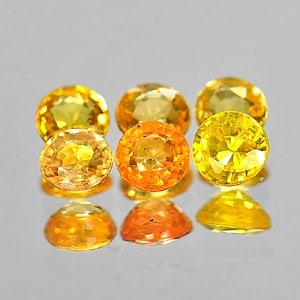 Natural Orangish Yellow Songea Sapphire 1.32 Ct. 6 Pcs. Round Shape 3.5 Mm. Gemstones From Tanzania (1 of 3)