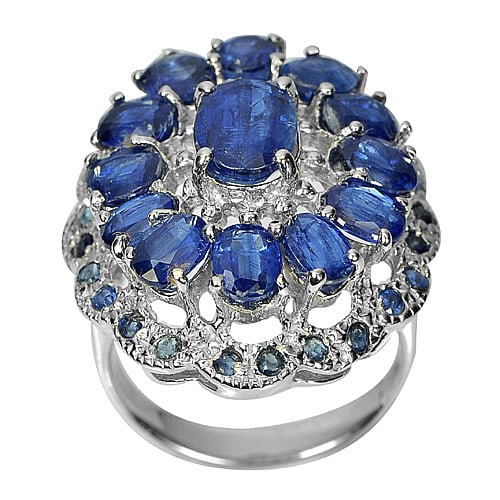 925 Sterling Silver Ring Jewelry Size 7 Natural Gemstone Blue Kyanite 8.00 G. (1 of 3)
