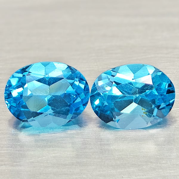 Natural Swiss Blue Topaz 3.58 Ct. 2 Pcs. Oval Shape 8.1 x 6.2 Mm. Gemstones From Brazil (1 of 3)