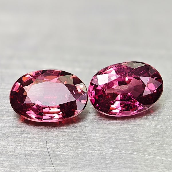 Natural Purplish Pink Rhodolite Garnet 1.80 Ct. 2 Pcs. Oval Shape 7 x 4.8 Mm. Unheated Gemstones (1 of 3)