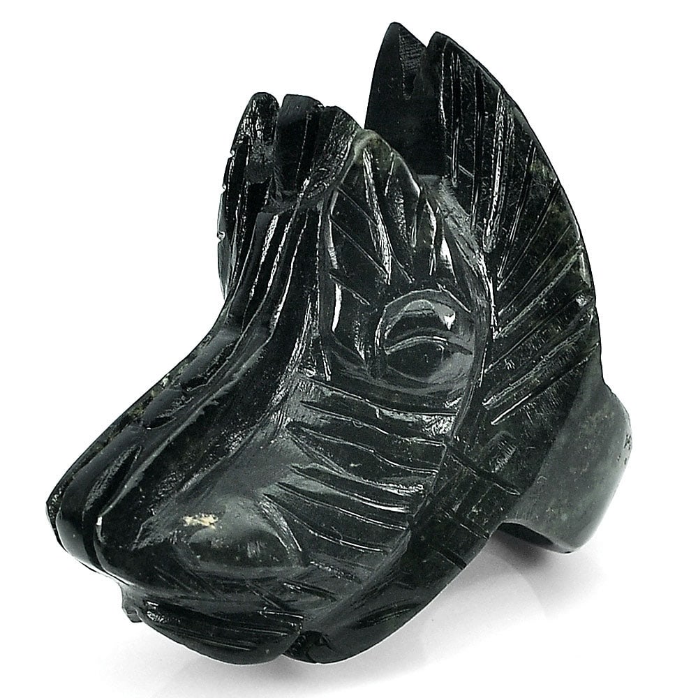 Natural Black Green Jade Ring 227.90 Ct. Dargon Carving Size 9 Unheated Gemstone (1 of 3)