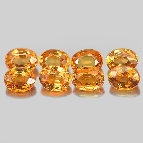 Natural Orange Spessartine Garnet 2.20 Ct. 8 Pcs. Oval Shape 4 x 3 Mm. Unheated Gemstones: Product ID: 802935224 Product Name: Natural Spessartine Weight: 2.20 CT. Size: 4 x 3 x 2 MM. Shape: Oval Color: Orange Clarity:VSI Luster: Very Good Gems Origin: Namibia Treatment: Unheated Crystal St