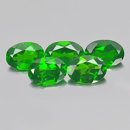 Natural Green Chrome Diopside 4.13 Ct. 5 Pcs. Oval Shape 7 x 5.1 Mm. Gemstones (1 of 3)