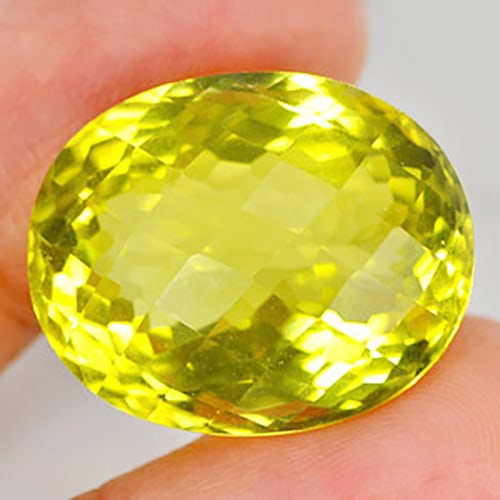 Natural Lemon Yellow Quartz 28.94 Ct. Oval Checkerboard Cut 22 x 18 Mm. Unheated Gemstone: Product ID: 805522558 Product Name: Natural Quartz Weight: 28.94 CT. Size: 22 x 18 x 13 MM. Shape: Oval Color: Lemon Yellow Clarity:VVS Luster: Good Gems Origin: Brazil Treatment: Unheated Crystal Str