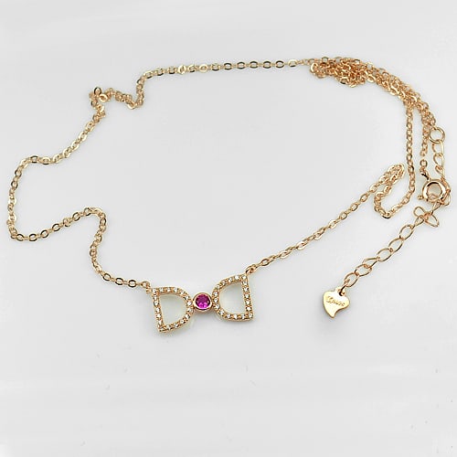 925 Sterling Silver Necklace Jewelry Rose Gold Plated Length 16 Inch. 2.50 Grams (1 of 3)