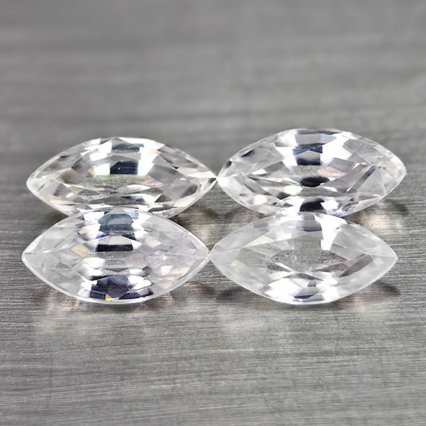 Natural White Zircon 2.45 Ct. 4 Pcs. Marquise Shape 7 x 3.6 Mm. Gemstones From Cambodia: Product ID: 807742987 Product Name: Natural Zircon Weight: 2.45 CT. Size: 7 x 3.6 x 2.7 MM. Shape: Marquise Color: White Clarity:VSI Luster: Good Gems Origin: Cambodia Treatment: Heated Crystal Struct