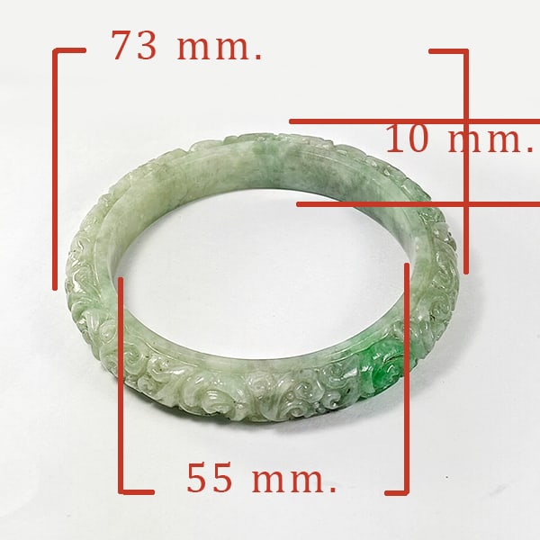 Natural Green Jade Bangle Carving 225.00 Ct. Diameter 55 Mm. Gemstone (1 of 3)