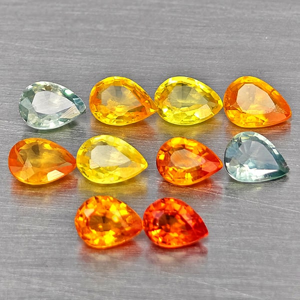 Natural Fancy Color Sapphire 1.69 Ct. 10 Pcs. Pear Shape Gemstones From Tanzania (1 of 3)