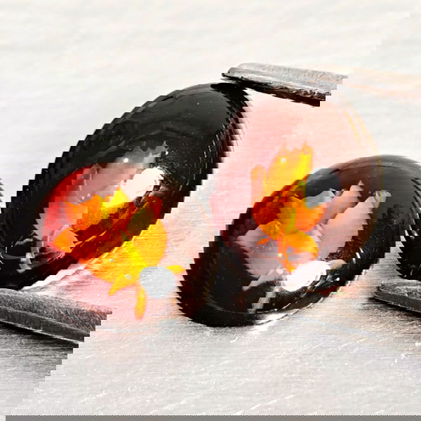 Natural Brown Yellow Amber 0.88 Ct. 2 Pcs Flower Carving In Oval Cabochon Shape 8.4 x 7.2 Mm (1 of 3)