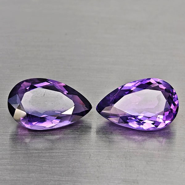 Natural Purple Amethyst 7.35 Ct. 2 Pcs Pear Shape 14.2 x 8.8 Mm Gemstone From Brazil (1 of 3)