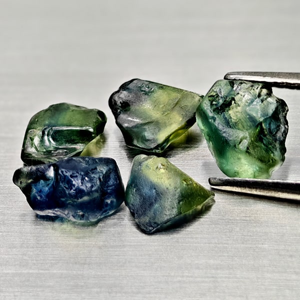Natural Fancy Color Sapphire 5.81 Ct 5 Pcs Rough Shape Gemstones From Tanzania (1 of 3)
