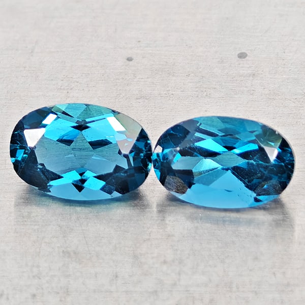 Natural London Blue Topaz 0.97 Ct. 2 Pcs. Oval Shape 6 x 4 Mm. Gemstones From Brazil (1 of 3)