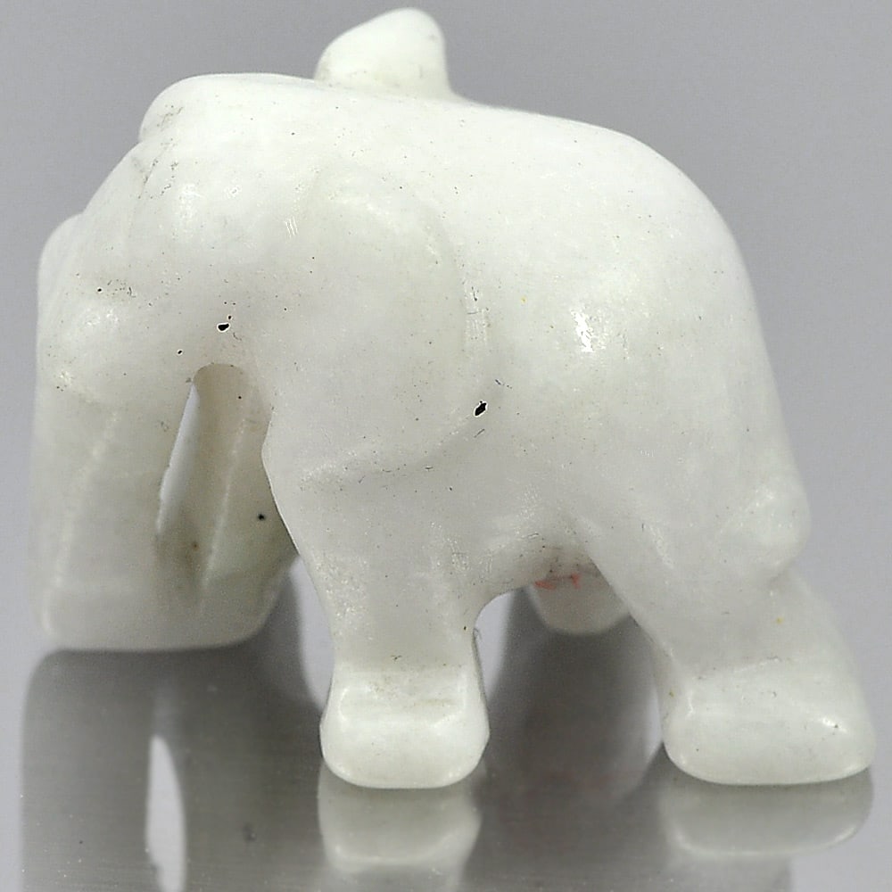 Natural White Jade Elephant Carving 24 x 19 Mm. 53.30 Ct. Gemstone Unheated (1 of 3)