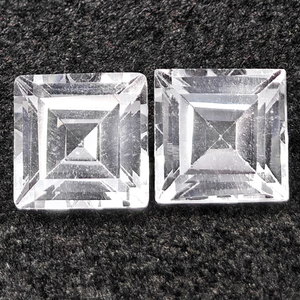 Natural White Topaz 2.84 Ct. 2 Pcs. Square Shape 6.1 Mm Gemstones From Brazil (1 of 3)