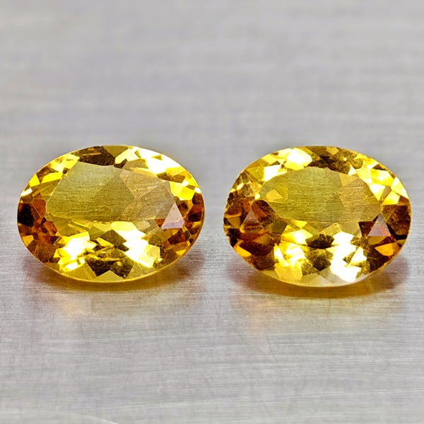Natural Yellow Citrine 2.82 Ct. 2 Pcs Oval Shape 9 x 7 Mm. Gemstone from Brazil (1 of 3)