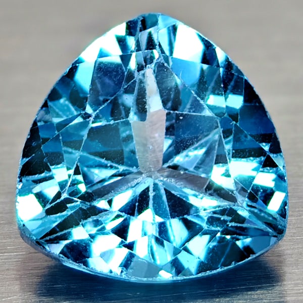 Natural Swiss Blue Topaz 4.40 Ct. Trilliant Shape 10 Mm Gemstones From Brazil (1 of 3)