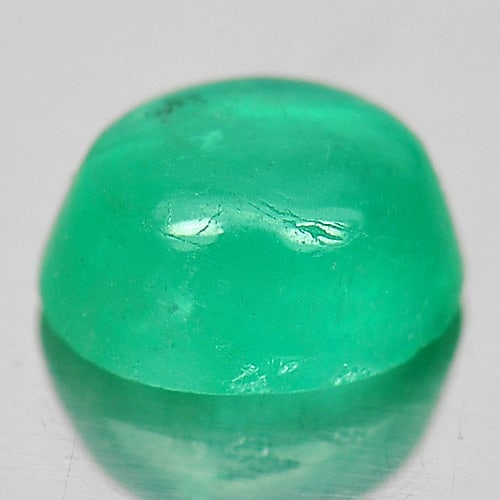 Natural Green Emerald 0.82 Ct. Oval Cabochon Shape 6.2 x 5.3 Mm. Gemstone From Columbia (1 of 3)