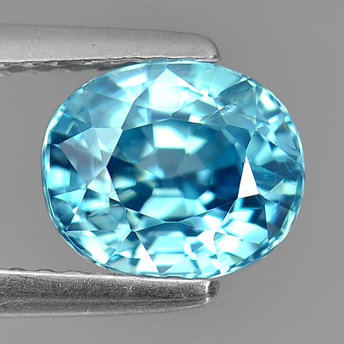 Natural Blue Zircon 2.84 Ct. Oval Shape 8 x 6.6 Mm. Gemstone From Cambodia (1 of 3)