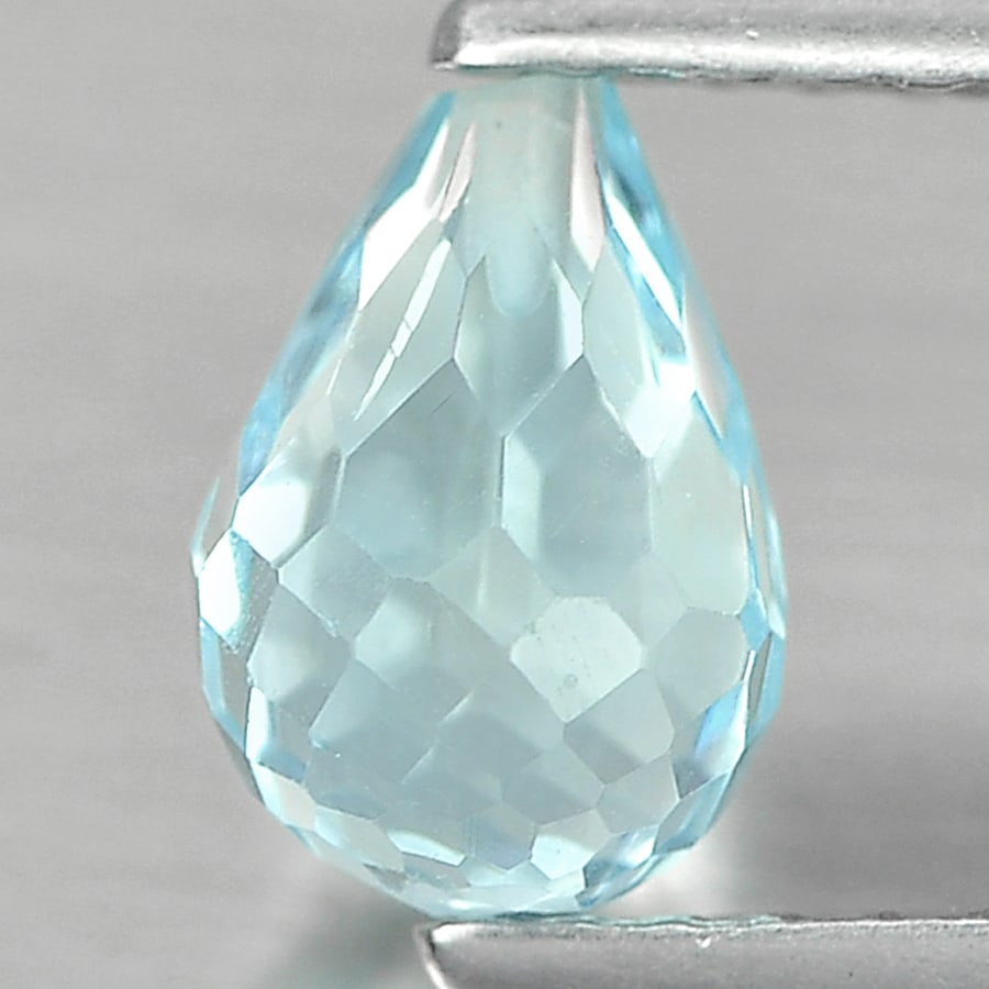 Natural Blue Topaz 1.53 Ct. Briolette with Drilled 7.5 Mm. Gemstone From Brazil: Product ID: 807167527 Product Name: Natural Blue Topaz Weight: 1.53 CT. Size: 7.5 x 5.2 MM. Shape: Briolette with Drilled Color: Blue Clarity:VSI Luster: Good Gems Origin: Brazil Treatment: Treated Cr