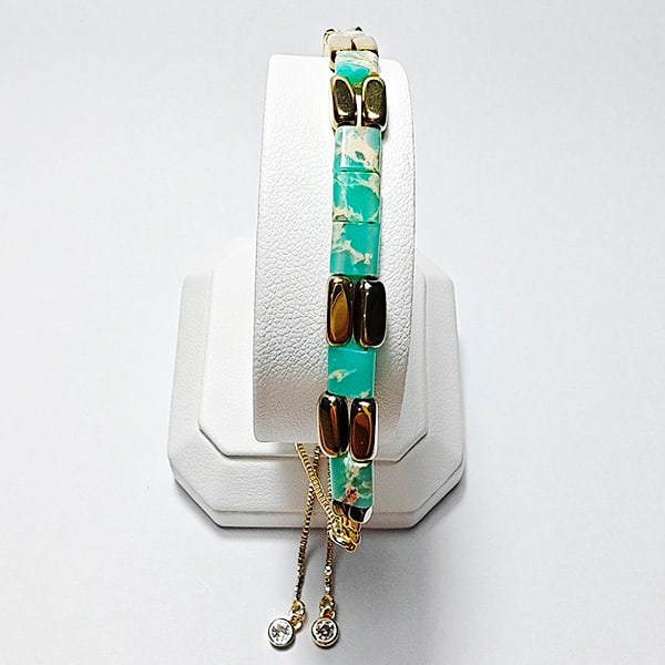 Natural Apatite 952 Sterling Silver Bracelet Jewelry Max Length 7 Inch. (1 of 3)