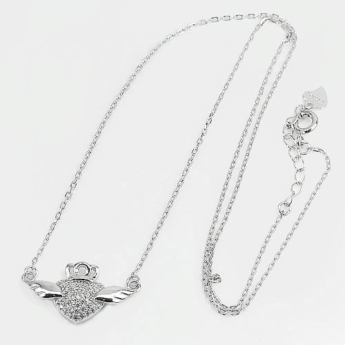 925 Sterling Silver Necklace Jewelry Heart Design Length 17 Inch 3.10 Grams (1 of 3)