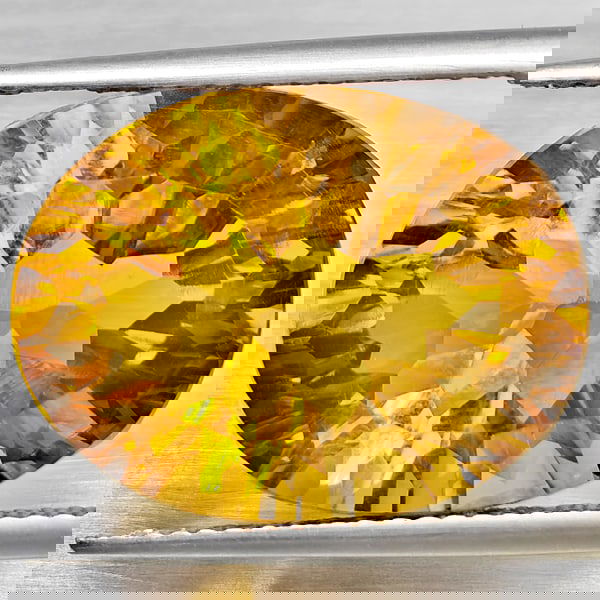 Natural Yellow Citrine 13.00 Ct. VVS Oval Concave Cut 18 x 13.5 Mm. Gemstone From Brazil (1 of 3)