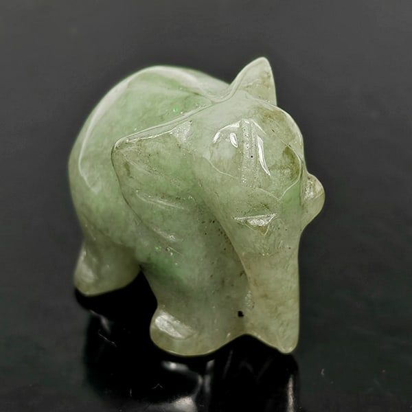 Natural Green Jade 54.92 Ct. Elephant Carving Size 17 x 28 Mm. Gemstone (1 of 3)