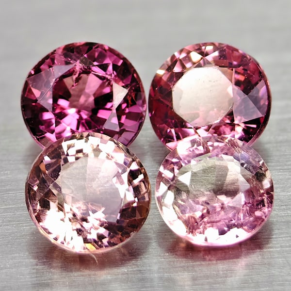 Natural Pink Tourmaline 2.06 Ct. 4 Pcs Round Shape 4.9 Mm Gemstones From Nigeria (1 of 3)