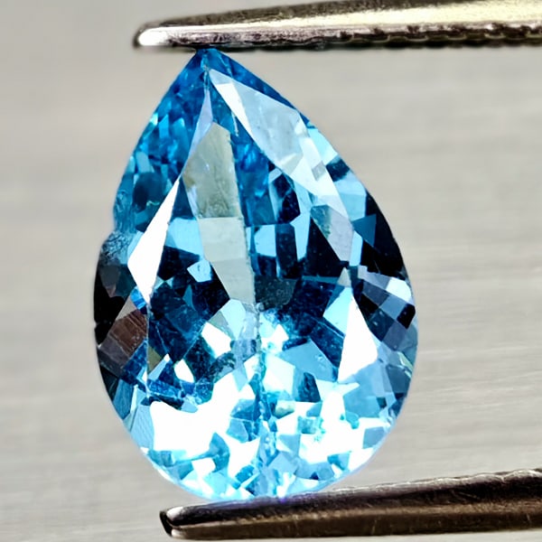 Natural Swiss Blue Topaz 2.17 Ct. Pear Shape 10 x 7 Mm Gemstone From Brazil (1 of 3)