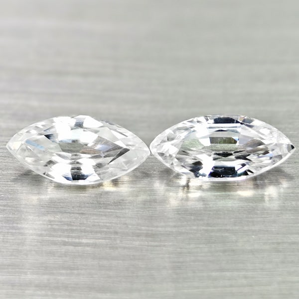 Natural White Color Zircon 1.64 Ct. 2 Pcs. Marquise Shape 8 x 3.8 Mm Gemstone from Cambodia: Product ID: 807742939 Product Name: Natural Zircon Weight: 1.64 CT. Size: 8 x 3.8 x 2.7 MM. Shape: Marquise Color: White Clarity:VSI Luster: Good Gems Origin: Cambodia Treatment: Heated Crystal Struct