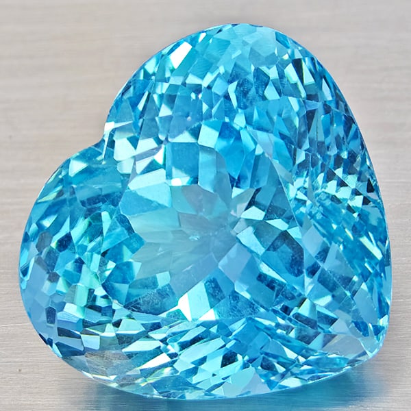 Natural Baby Blue Color Topaz 32.29 Ct. VVS Heart Shape 18.5 x 17 Mm. Gemstone From Brazil (1 of 3)