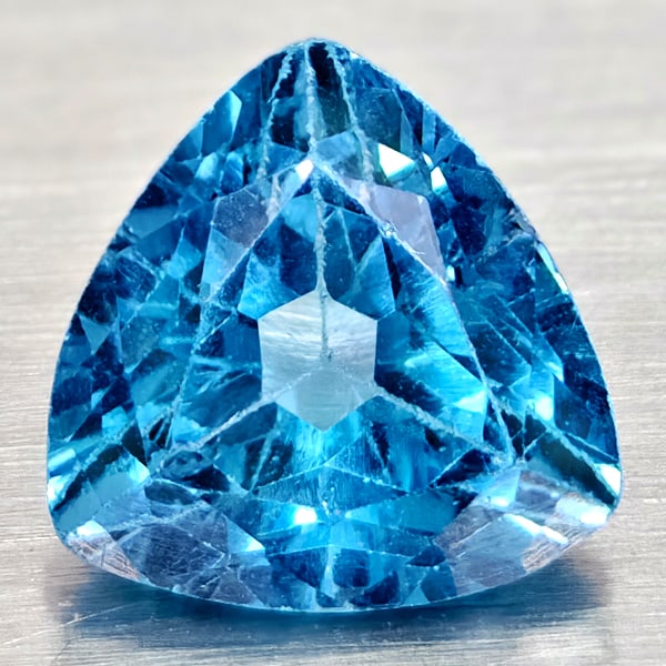 Natural Swiss Blue Topaz 3.20 Ct. Trilliant Shape 9.1 Mm Gemstones From Brazil (1 of 3)