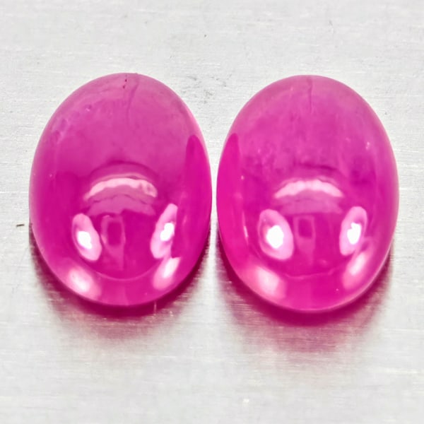 Natural Pink Ruby 1.68 Ct. 2 Pcs Oval Cabochon Shape 6.2 x 4.2 Mm. Gemstone From Mozambique (1 of 3)