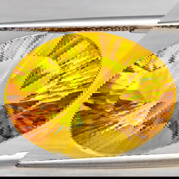 Natural Yellow Citrine 14.43 Ct. VVS Oval Concave Cut 19.4 x 14.5 Mm. Gemstone From Brazil (1 of 3)