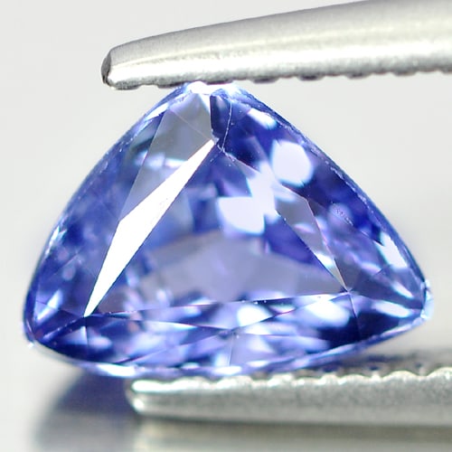 Natural Violetish Blue Tanzanite 0.95 Ct. Trilliant Shape 7.5 x 5.6 Mm. Gemstone From Tanzania (1 of 3)