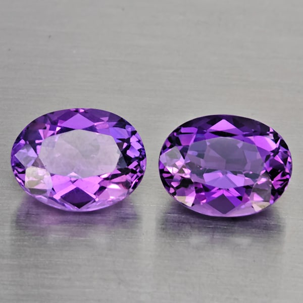Natural Purple Amethyst 4.88 Ct. 2 Pcs Oval Shape 10 x 7.8 Mm Gemstone From Brazil (1 of 3)