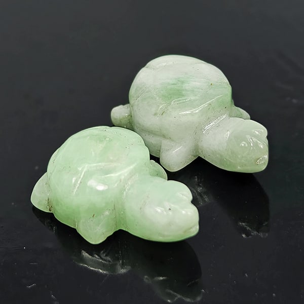 Natural Green Jade 39.05 Ct. 2 Pcs Turtle Carving Size 14 x 22 x 10 Mm. Gemstone (1 of 3)
