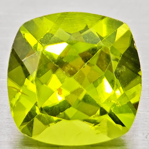 Natural Green Peridot 1.63 Ct. Cushion Shape 7 x 6.9 Mm. Gemstone From Pakistan (1 of 3)