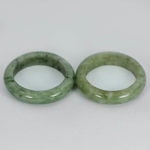 Natural Green Rings Jade 26.71 Ct. 2 Pcs. Round Shape Size 7 Unheated Gems (1 of 3)